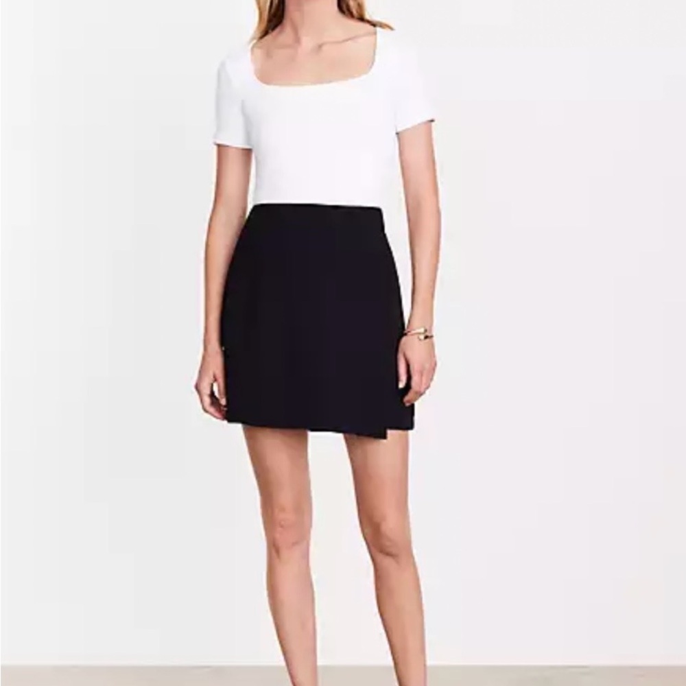 LOFT Versa Crepe Drape Black Mini Wrap Skirt - 8